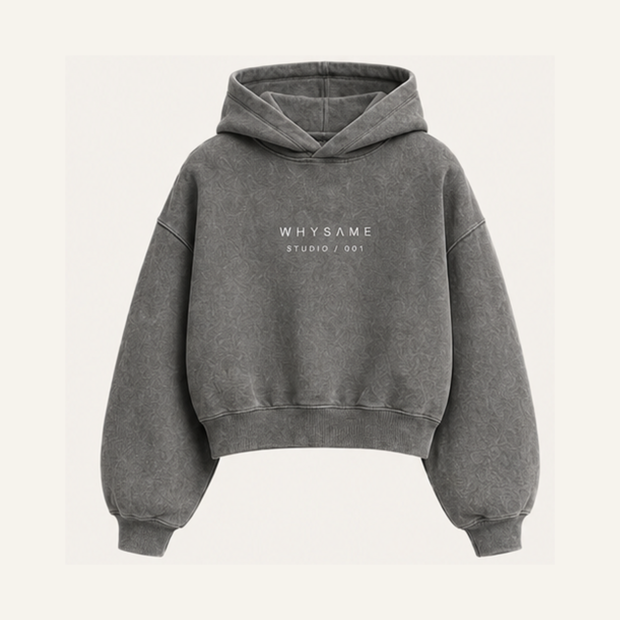 Sudadera boxy WHYSAME STUDIO 003 en color WASHED GREY